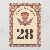 Retro Art Nouveau Wedding Table Number Card 招待状 (裏面)