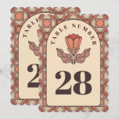 Retro Art Nouveau Wedding Table Number Card 招待状 (正面/裏面)