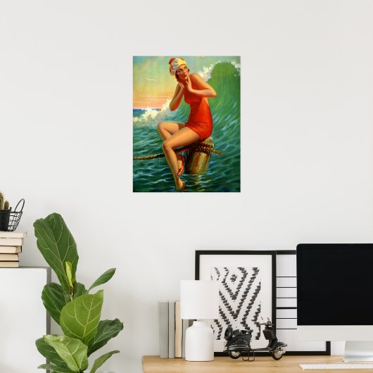 Retro Art Print, "Sitting Pretty" Eggleston  ポスター (ホームオフィス)