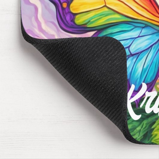 Retro Artistic Custom Butterfly Monogram Name マウスパッド (コーナー)