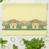 Retro Arts & Crafts or Craftsman Floral Frieze キッチンタオル (折り畳み)
