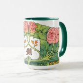 Retro Arts & Crafts or Craftsman Floral Frieze マグカップ (正面右)