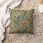Retro Arts & Crafts style Birds in Trees Pattern クッション (ブランケット)