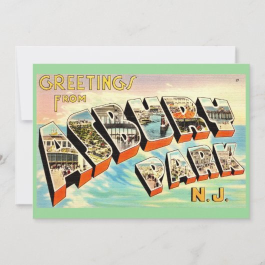  Retro Asbury Park NJ 5x7 Big Postcard サンキューカード (正面)