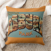 Retro Asbury Park NJ Postcard クッション (ブランケット)