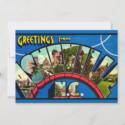 Retro Asheville NC 5x7 Big Postcard サンキューカード (正面)