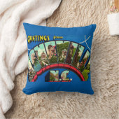 Retro Asheville NC Postcard クッション (ブランケット)