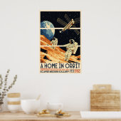 Retro Astronauts in Space Print Mid-Century Modern ポスター (キッチン)