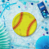 Retro Athletic Softball Fastpitch Game Day Style ペーパープレート (パーティー)