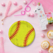 Retro Athletic Softball Fastpitch Game Day Style ペーパープレート (パーティー)