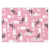 Retro Atomic Age Swirls Stars Pattern Pink テーブルクロス (正面(横))