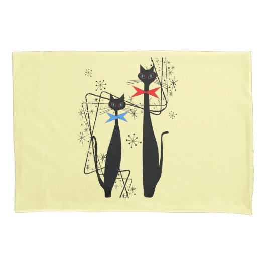 Retro Atomic Era Mid Century Modern Cat 枕カバー (正面)