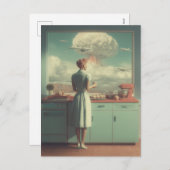 Retro Atomic Kitchen Surreal Art シーズンポストカード (正面/裏面)