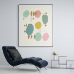 Retro Atomic Space Age Mid Century Modern Wall Art ポスター<br><div class="desc">Unique retro atomic space age design in fun colors and a 1950s mid century modern style. Background color can be customized.</div>