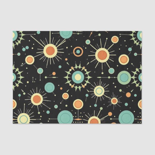 Retro Atomic Starburst Midcentury Pattern 薄葉紙 (正面)
