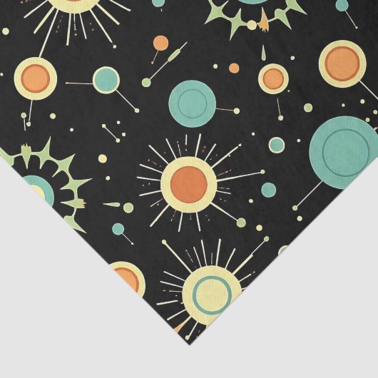 Retro Atomic Starburst Midcentury Pattern 薄葉紙 (詳細)