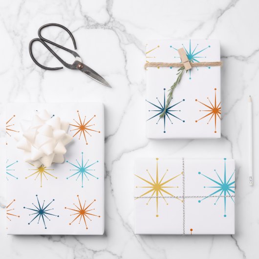 Retro Atomic Starburst Pattern Choose Your Colors ラッピングペーパーシート (正面)