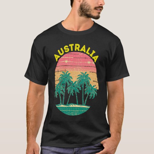 Retro Australia Vacation Souvenir Palm Tree Tシャツ (正面)