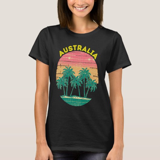Retro Australia Vacation Souvenir Palm Tree Tシャツ (正面)