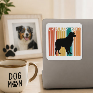 Retro Australian Shepherd Silhouette  スクエアシール