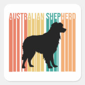 Retro Australian Shepherd Silhouette  スクエアシール (正面)