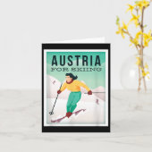 Retro Austria Skiing Motif With Ski And Ski Poles カード (黄色い花)