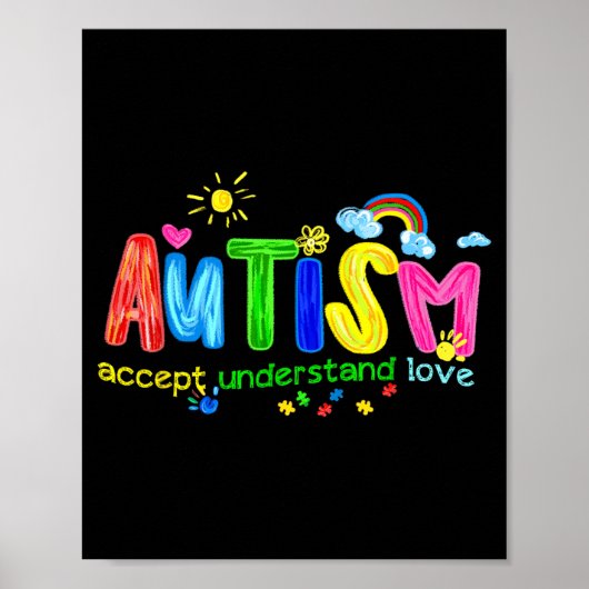 Retro Autism Accept Understand Love to Be ポスター (正面)