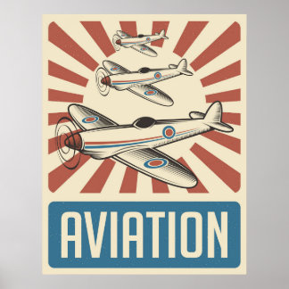 Retro Aviation Poster ポスター