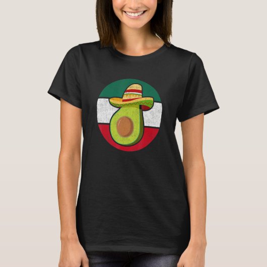 Retro Avocado Sombrero Hat Mexican Independence Da Tシャツ (正面)