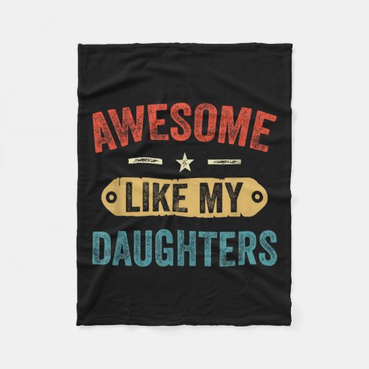 Retro Awesome Like My Daughters Funny Men Dad Fath フリースブランケット (正面)
