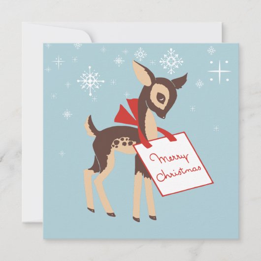 Retro Baby Reindeer | Custom Flat Christmas Card シーズンカード (正面)