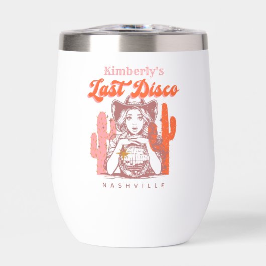 Retro Bachelorette Party Last Disco Pink Cowgirl  (正面)