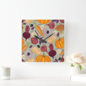 Retro background from fresh vegetables スクエア壁時計 (ホーム)