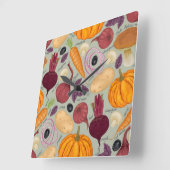 Retro background from fresh vegetables スクエア壁時計 (傾斜)