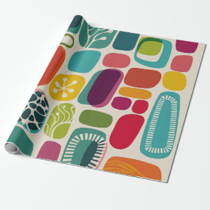 Retro background, illustrationmid,century,modern,p ラッピングペーパー