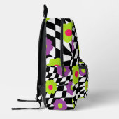 Retro Backpack with Checkers and Flowers プリントバックパック (左)