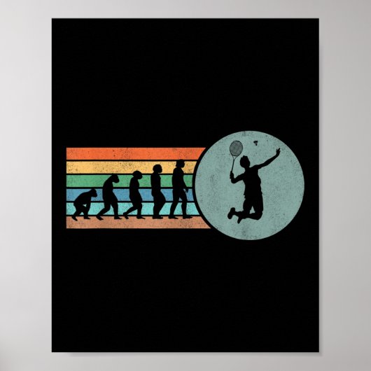 Retro Badminton Evolution Shuttle Vintage Badminto ポスター (正面)