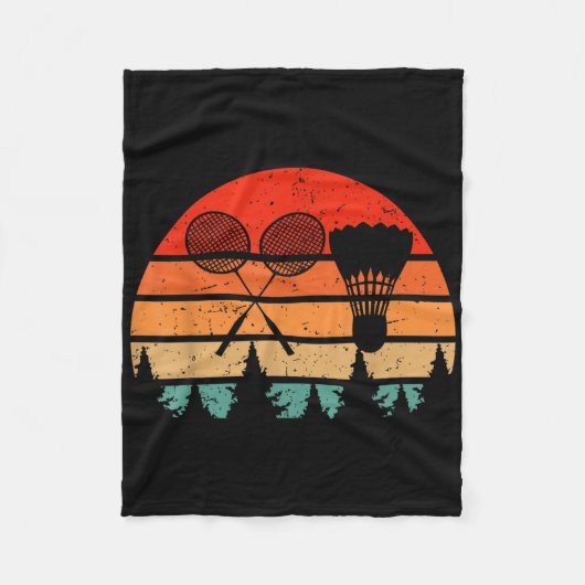 Retro Badminton Racket Shuttle Funny Badminton Pla フリースブランケット (正面)