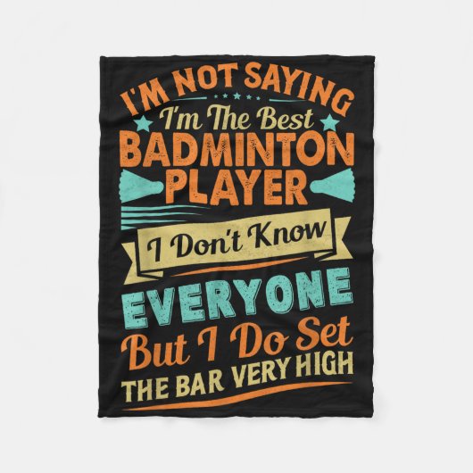 Retro Badminton Saying - Funny Shuttle Quote  フリースブランケット (正面)