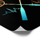 Retro Badminton With Shuttle Heartbeat Ecg  ポスター (角)