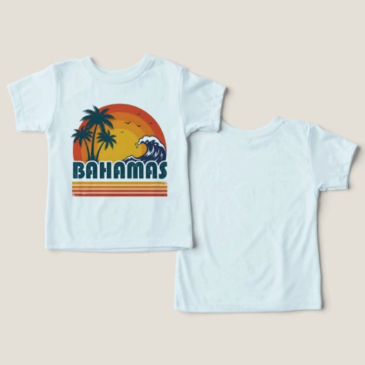 Retro Bahamas Beach Summer Sunset 70s Palm Tree (デザイン正面&裏面)