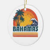 Retro Bahamas Beach Summer Sunset 70s Palm Tree セラミックオーナメント (左)