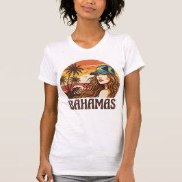 Retro Bahamas Beach Women Summer Vacation Sunset  Tシャツ