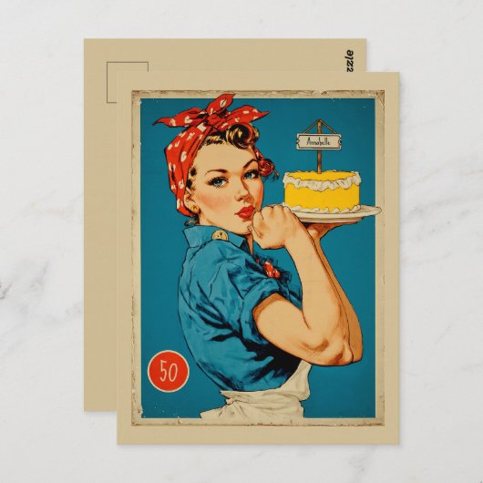 Retro Baker Pin-Up  ポストカード (正面/裏面)