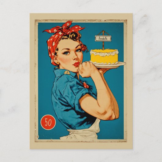 Retro Baker Pin-Up ポストカード (正面)