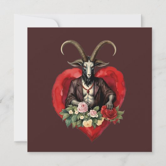 Retro Baphomet Gothic Valentine's Day Love シーズンカード (正面)