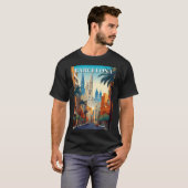Retro Barcelona Vintage Travel Illustration Tシャツ (正面フル)