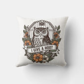 Retro barn owl 'I give a hoot' design クッション (裏面)