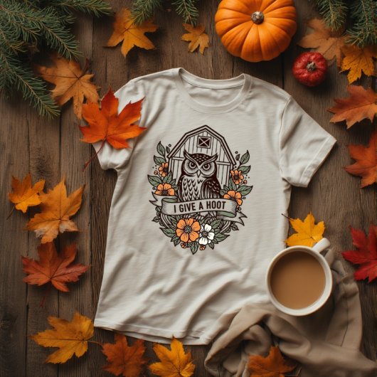 Retro barn owl 'I give a hoot' design Tシャツ