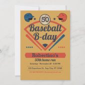 Retro Baseball B-Day Men's 50th Birthday 招待状 (正面)